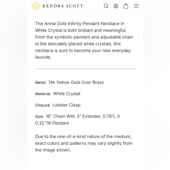 Kendra Scott Gold Infinity Necklace - Picture 5 of 5